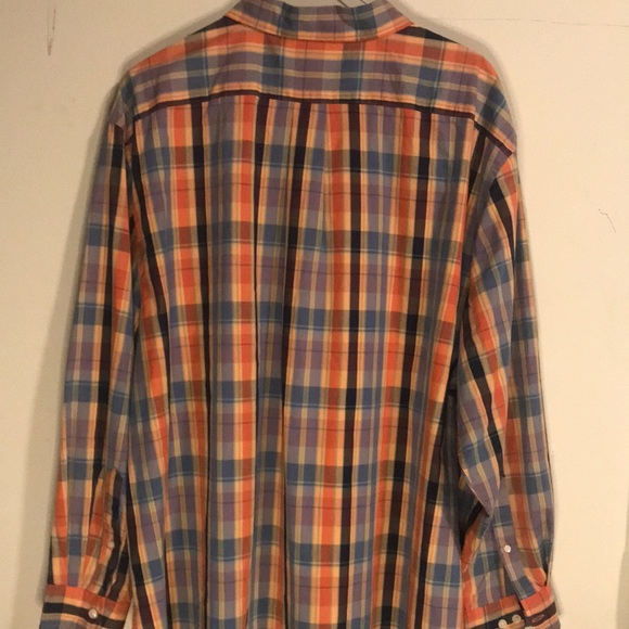 POLO Mens ButtonDown orange blue and brown plaid Size 3XL - Picture 7 of 7